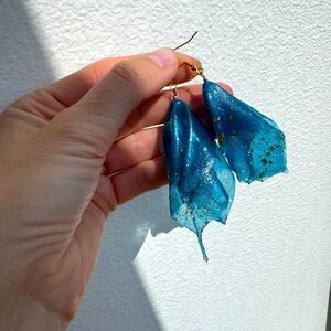 Avant-garde Earrings Blue Gold Handmafe